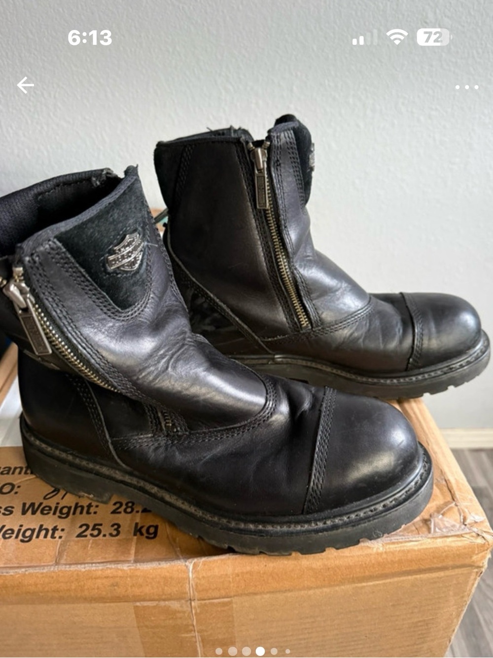 Harley-Davidson Black Leather Zip-Up Riding Boots